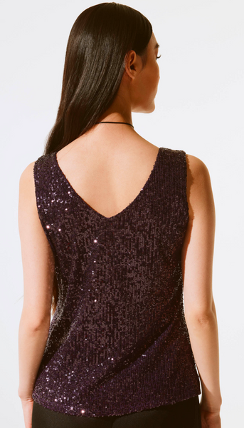 Sequined Sleeveless Fitted Top