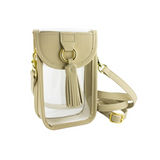 Cell Phone Crossbody - Clear PVC - Tan Accents