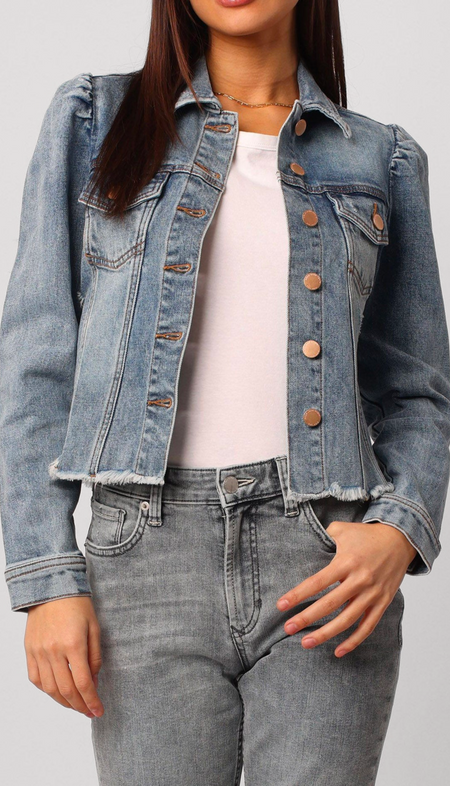 Denim Jacket with Sweater Sleeves