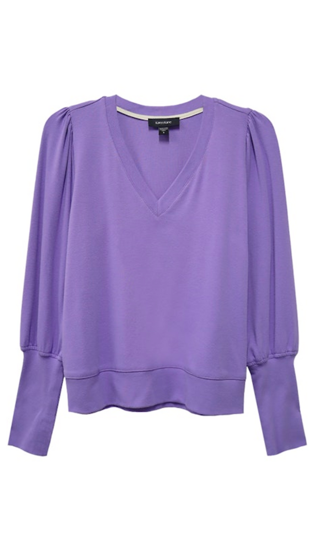 V Neck Bishop Sleeve Top