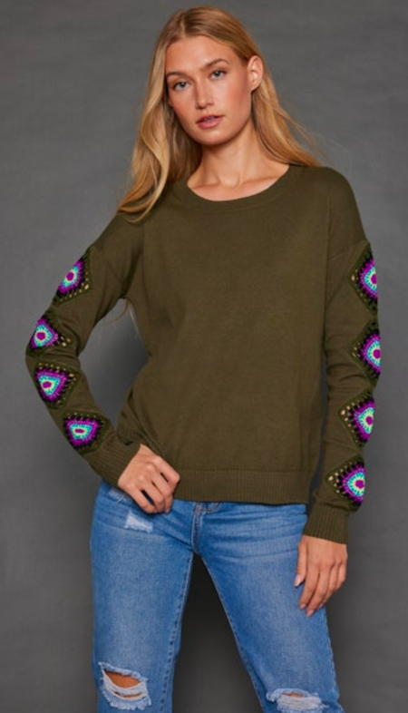 V Neck Drop Shoulder Sweater