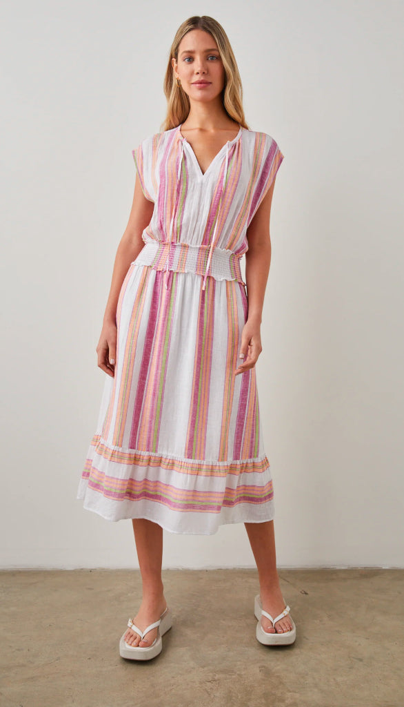 Maxi Sleeveless Linen Wrap Dress With Twisted Straps and 
