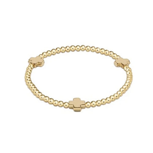 Signature Cross-Gold, 3Mm Bead Bracelet