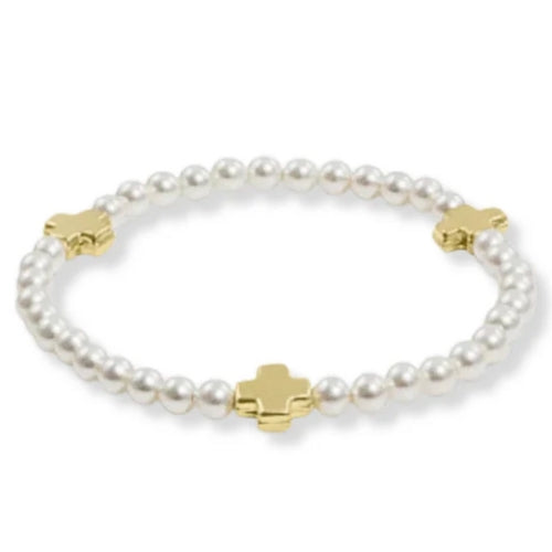 Signature Cross Pearl-4Mm Beaded Bracelet