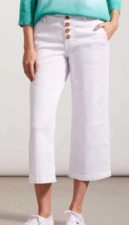 Saige Wide Leg Crop - White